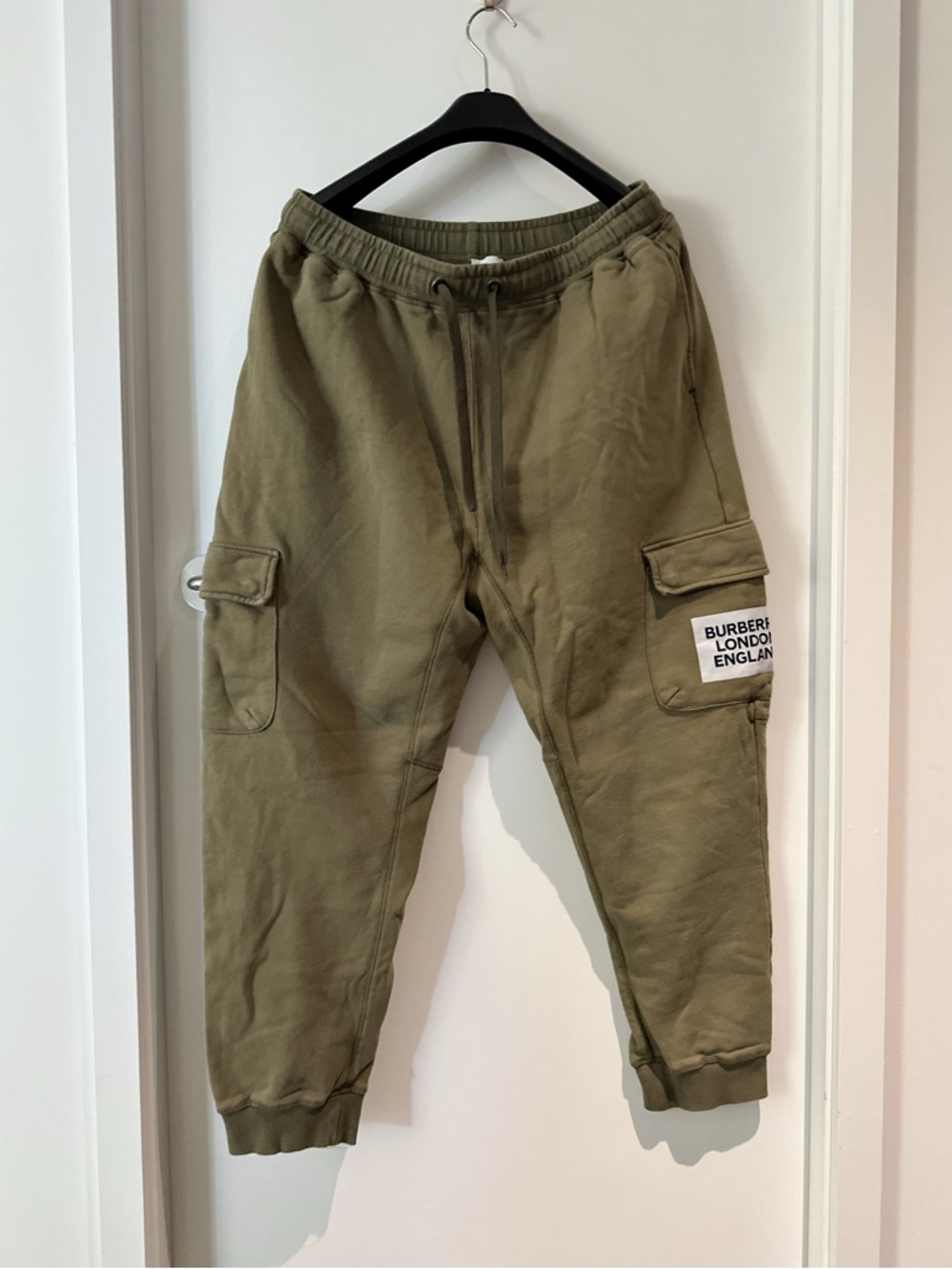 Burberry men’s Olive Green Cargo Sweatpants